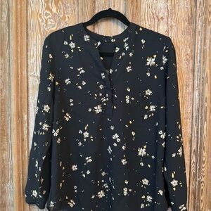 Hilary Radley Black Floral Blouse